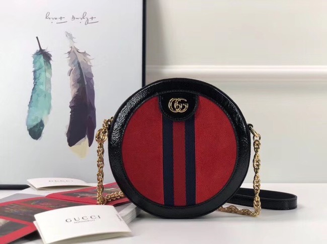 Gucci Ophidia mini round shoulder bag 550618 red suede