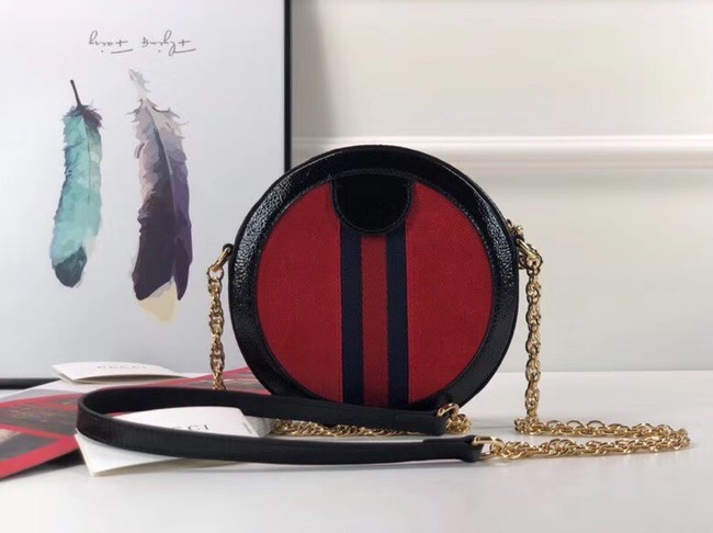 Gucci Ophidia mini round shoulder bag 550618 red suede