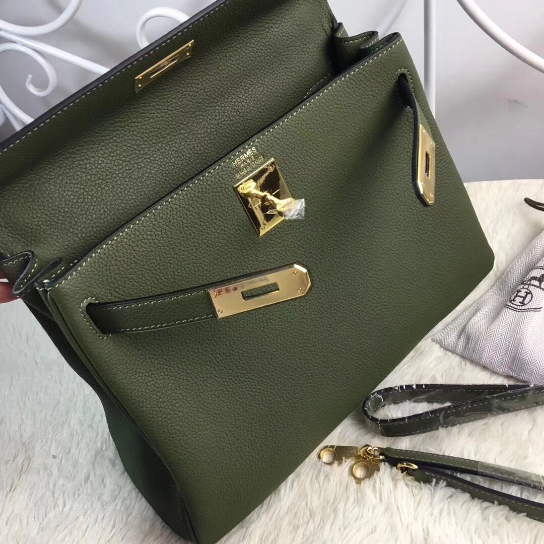 Hermes Birkin Tote Bag Original Togo Leather BK35 Deark Green