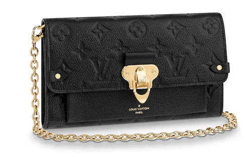 Louis vuitton original mongram empreinte CHAIN WALLET M63399 Noir