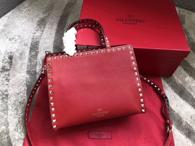 VALENTINO Candy Rockstud quilted leather shoulder bag 0650 red