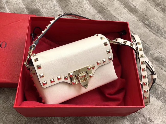 VALENTINO Rockstud leather cross-body bag 04235 white