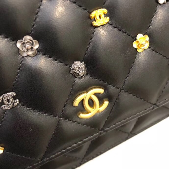Chanel Wallet on Chain Lambskin & Gold-Tone Metal A81618 Black