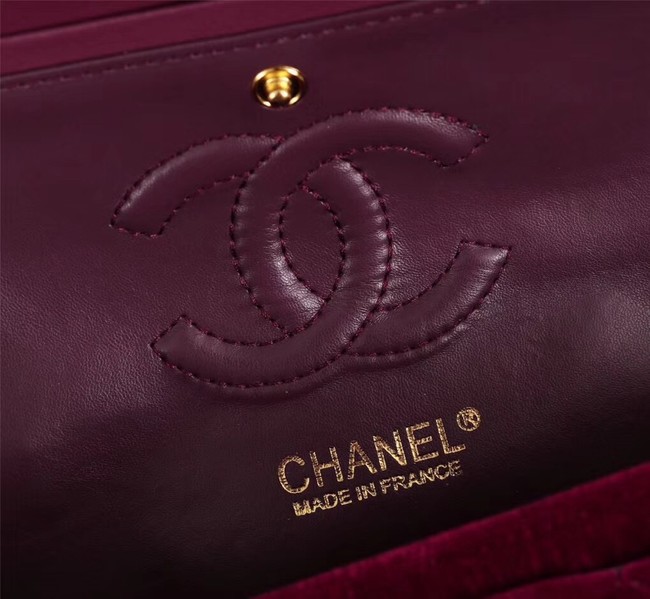 CHANEL Flap Bag velvet 1112 Burgundy
