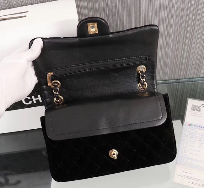 CHANEL Flap Bag velvet 1112 black