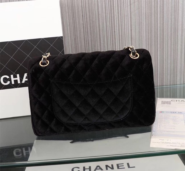 CHANEL Flap Bag velvet 1112 black