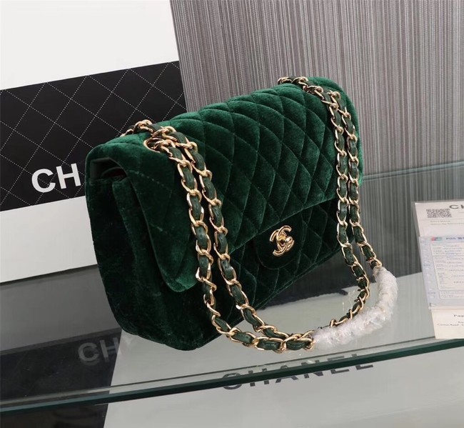 CHANEL Flap Bag velvet 1112 green