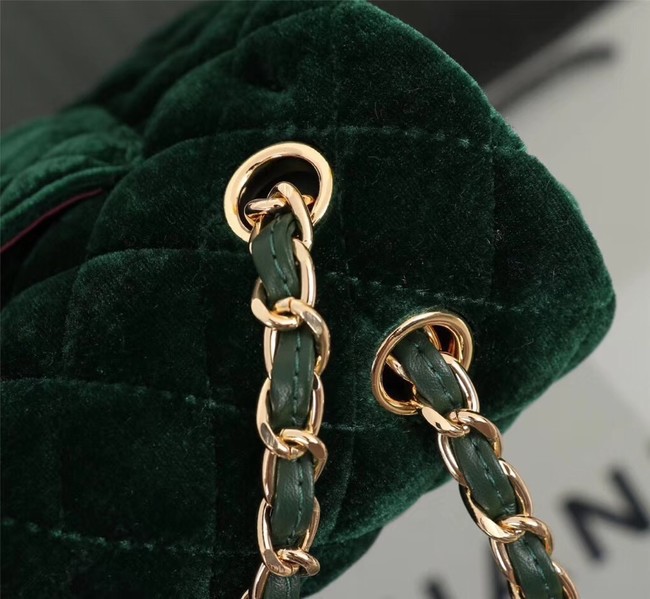 CHANEL Flap Bag velvet 1112 green