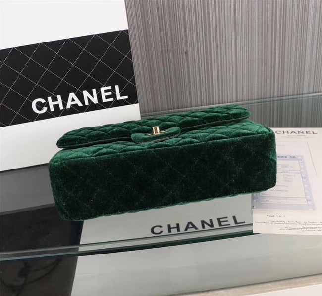 CHANEL Flap Bag velvet 1112 green