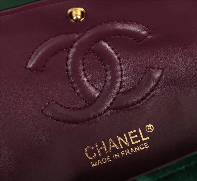 CHANEL Flap Bag velvet 1112 green