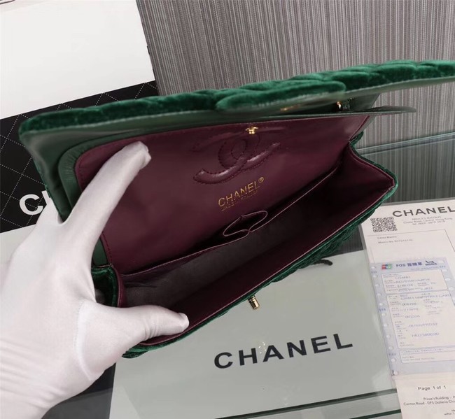 CHANEL Flap Bag velvet 1112 green