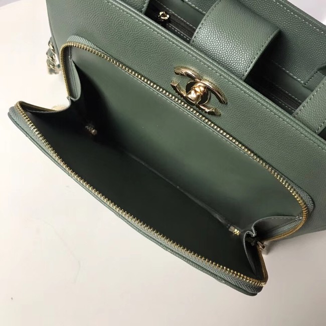 CHANEL Shopping Bag Grained Calfskin & Gold-Tone Metal A93794 green