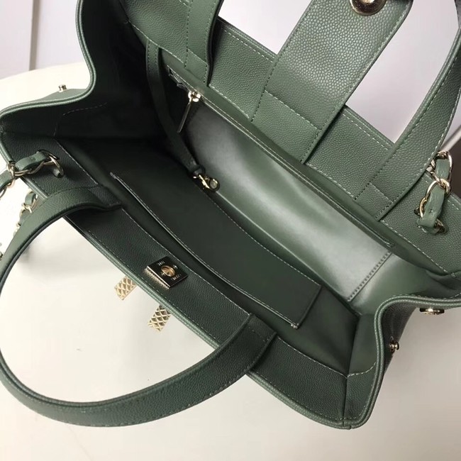 CHANEL Shopping Bag Grained Calfskin & Gold-Tone Metal A93794 green