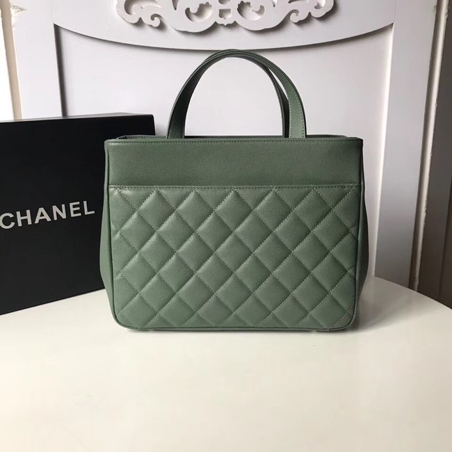 CHANEL Shopping Bag Grained Calfskin & Gold-Tone Metal A93794 green