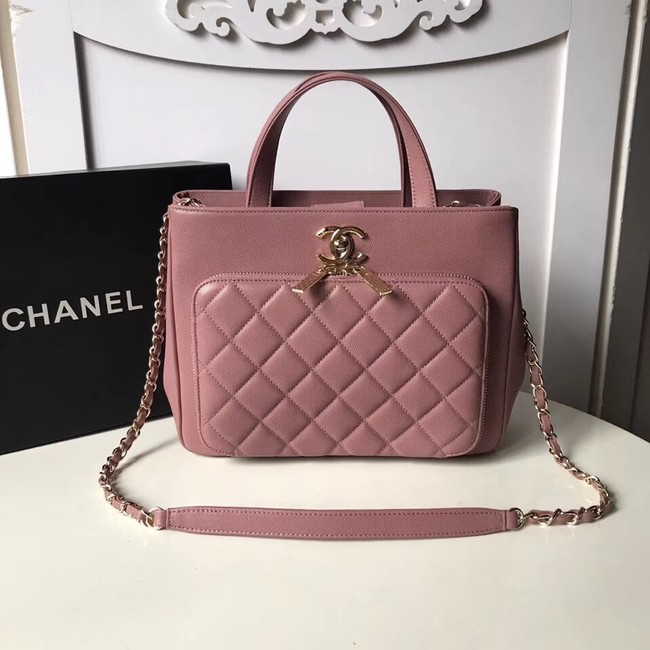 CHANEL Shopping Bag Grained Calfskin & Gold-Tone Metal A93794 pink