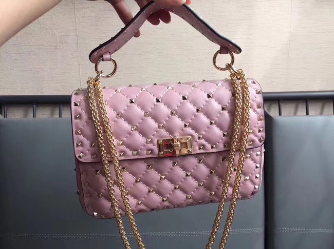 VALENTINO Rockstud medium leather shoulder bag 0123 pink