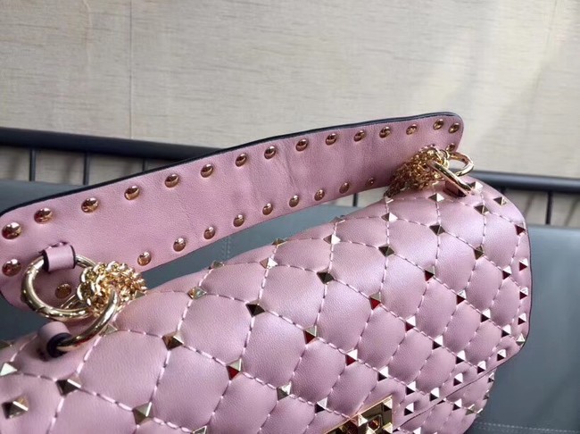 VALENTINO Rockstud medium leather shoulder bag 0123 pink
