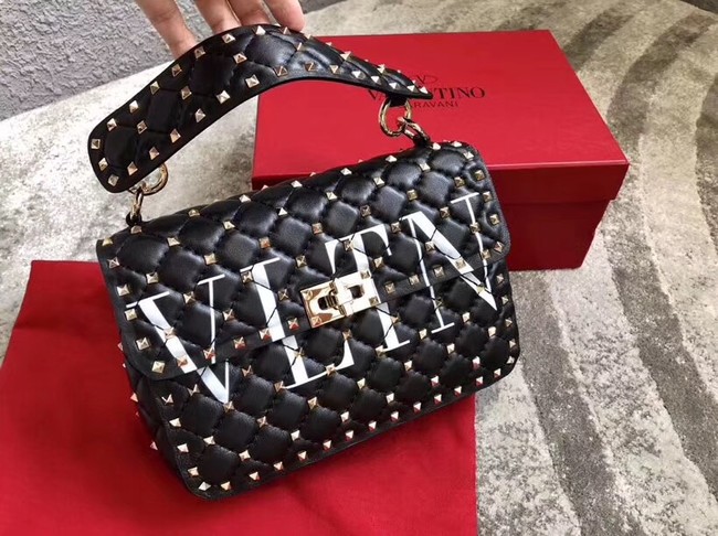 VALENTINO Rockstud spike medium shoulder bag 2601 black