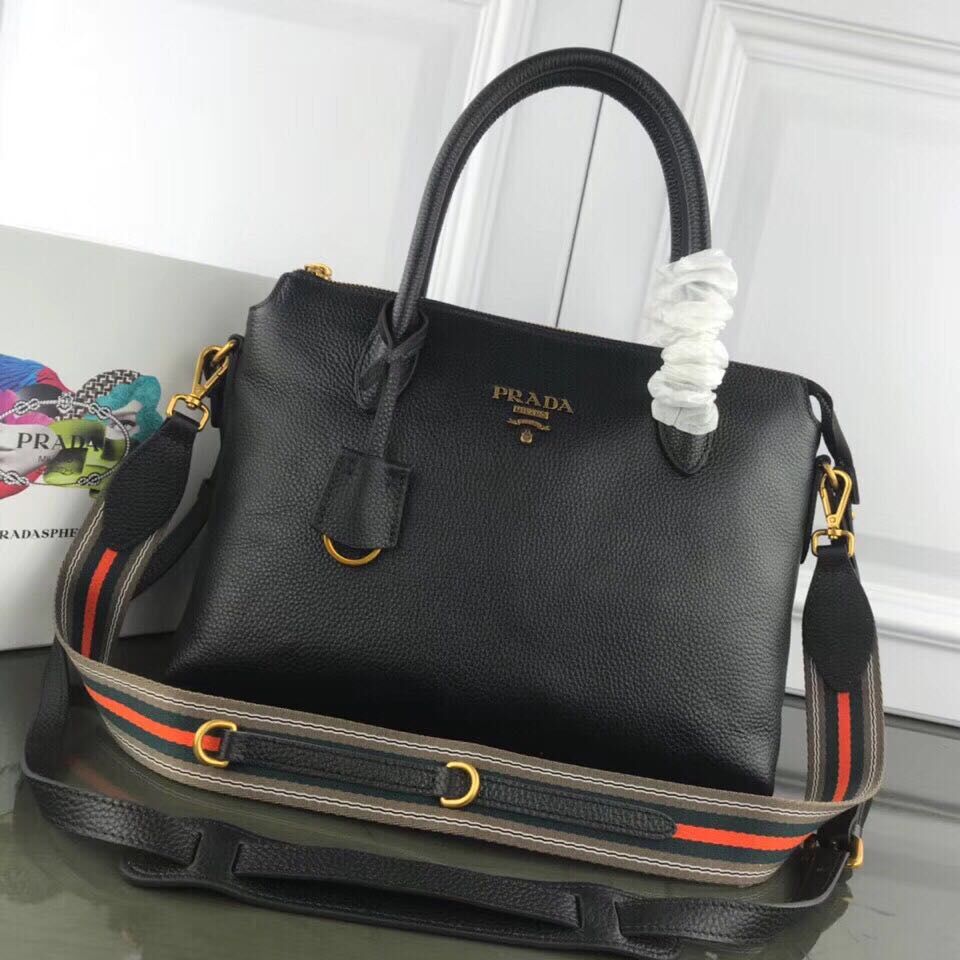 Prada Calf Leather Bag Original Leather 1BA188 Black