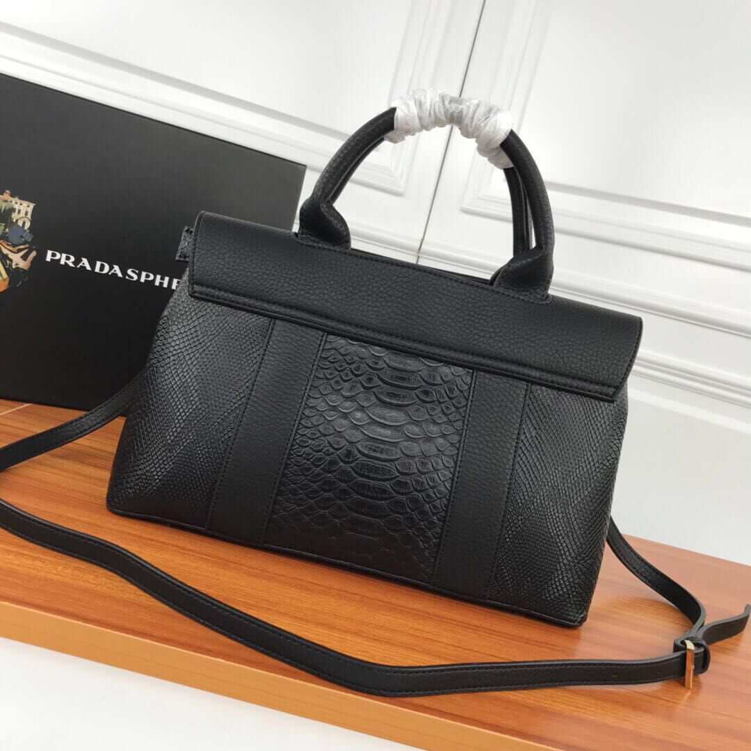 Prada Calf Leather Bag Original Leather PD9654 Black