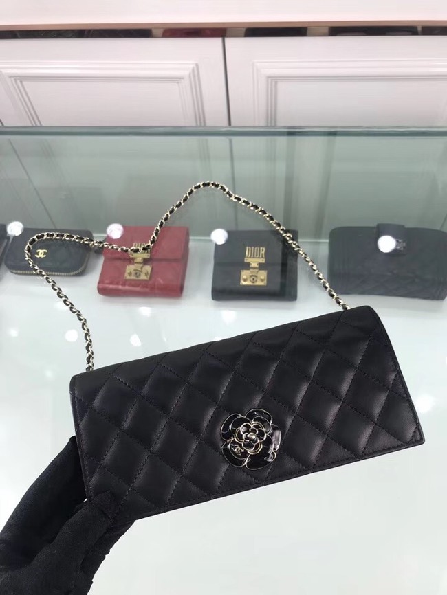 CHANEL Clutch Lambskin & Gold-Tone Metal A94575 Black