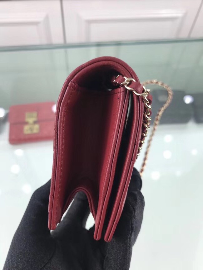 CHANEL Clutch Lambskin & Gold-Tone Metal A94575 red