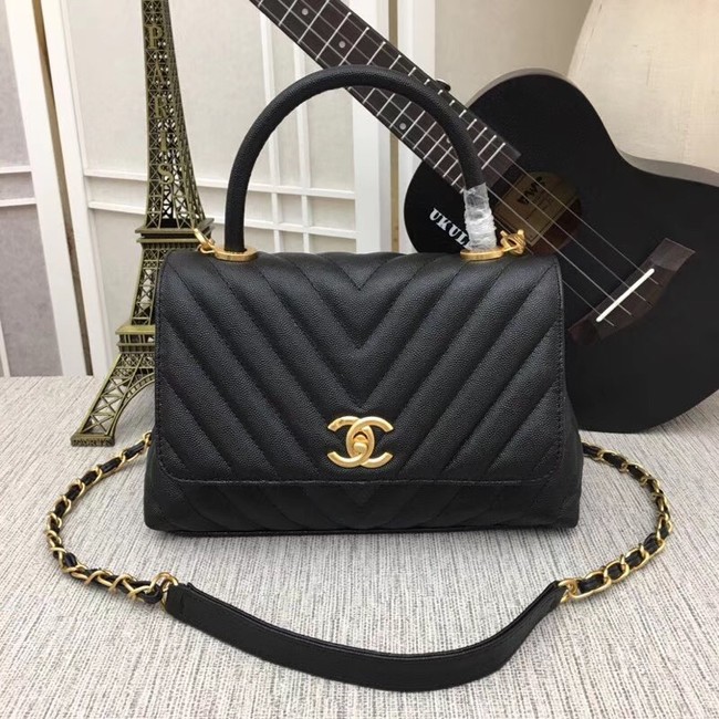 Chanel Flap Bag with Top Handle 36620 black