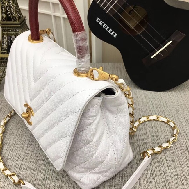 Chanel Flap Bag with Top Handle 36620 white