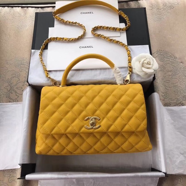 Chanel Flap Bag with Top Handle A92991 yellow