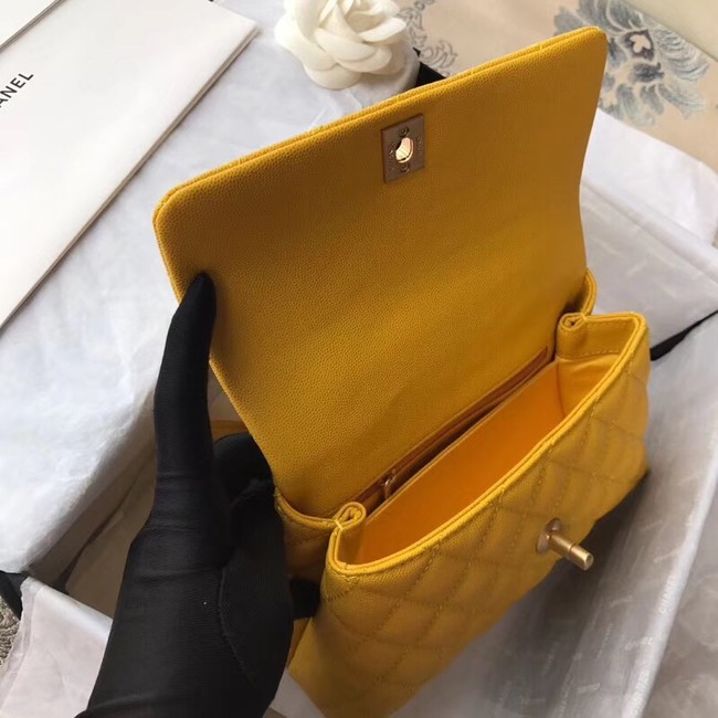 Chanel Small Flap Bag with Top Handle A92990 yellow
