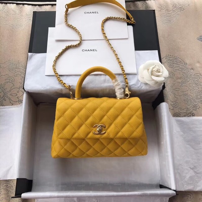 Chanel Small Flap Bag with Top Handle A92990 yellow