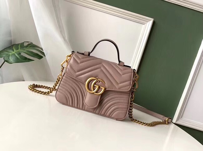 Gucci GG Marmont mini top handle bag 547260 Dusty pink