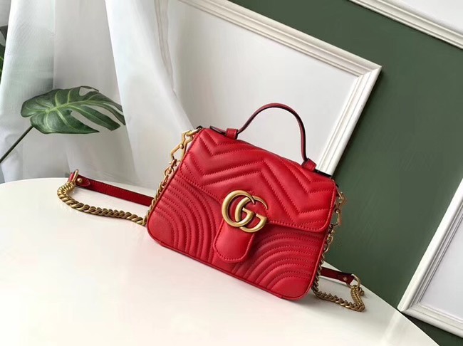 Gucci GG Marmont mini top handle bag 547260 red