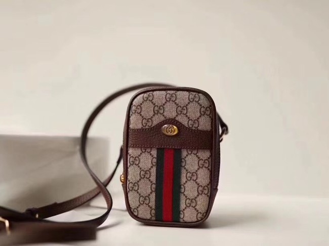 Gucci GG canvas mini shoulder bag 546595 brown