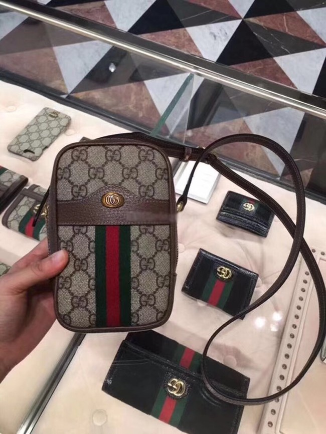 Gucci GG canvas mini shoulder bag 546595 brown