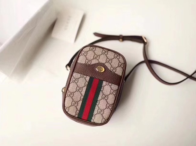 Gucci GG canvas mini shoulder bag 546595 brown