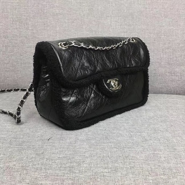 Chanel Flap Bag Shearling Lambskin & silver-Tone Metal 3378 black
