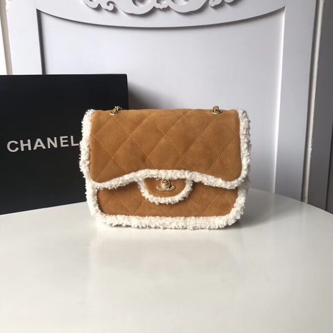 Chanel Flap Bag Shearling Lambskin & silver-Tone Metal 3458 Beige