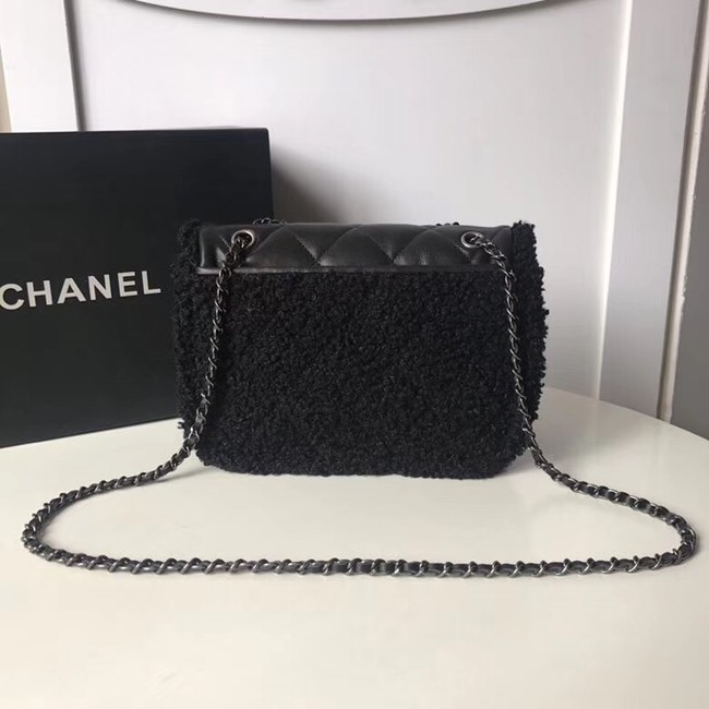Chanel Flap Bag Shearling Lambskin & silver-Tone Metal 3458 black