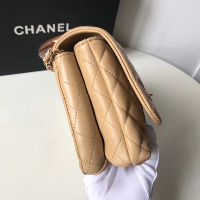 Chanel Flap Bag with Top Handle Gold-Tone Metal A57342 Beige