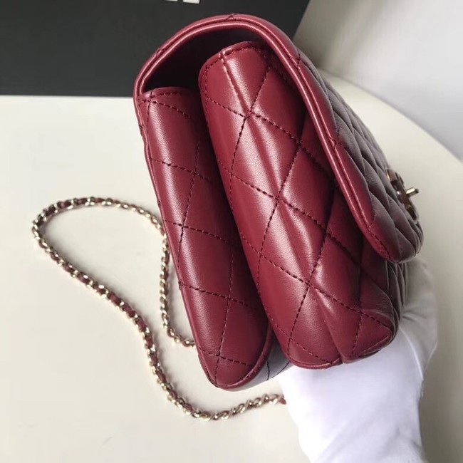 Chanel Flap Bag with Top Handle Gold-Tone Metal A57342 Burgundy