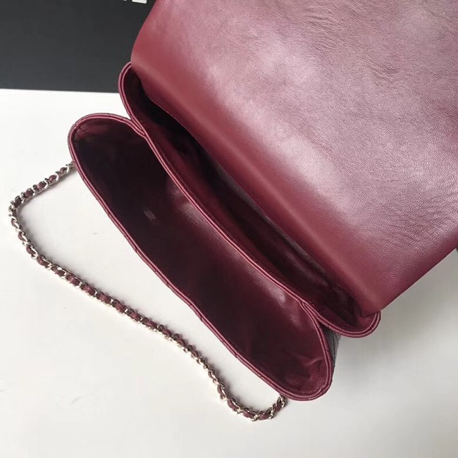 Chanel Flap Bag with Top Handle Gold-Tone Metal A57342 Burgundy