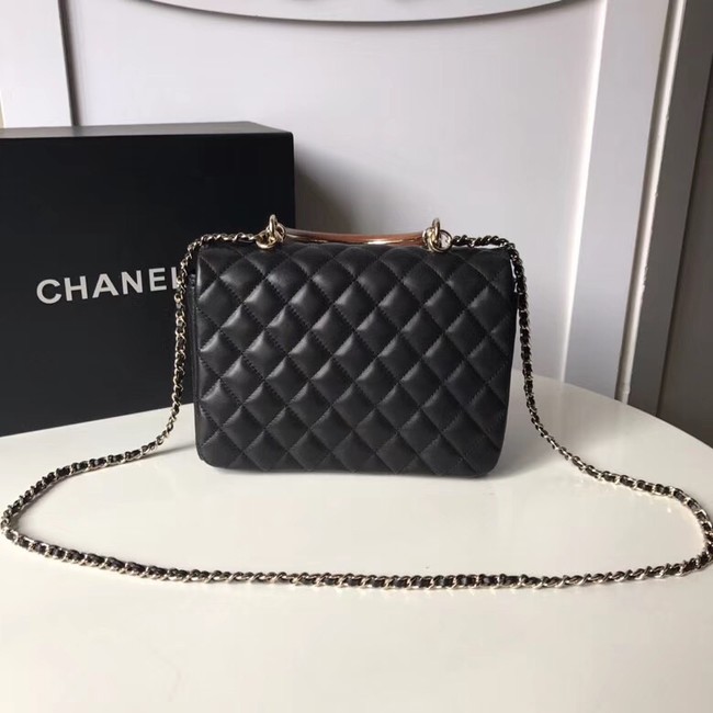 Chanel Flap Bag with Top Handle Gold-Tone Metal A57342 black