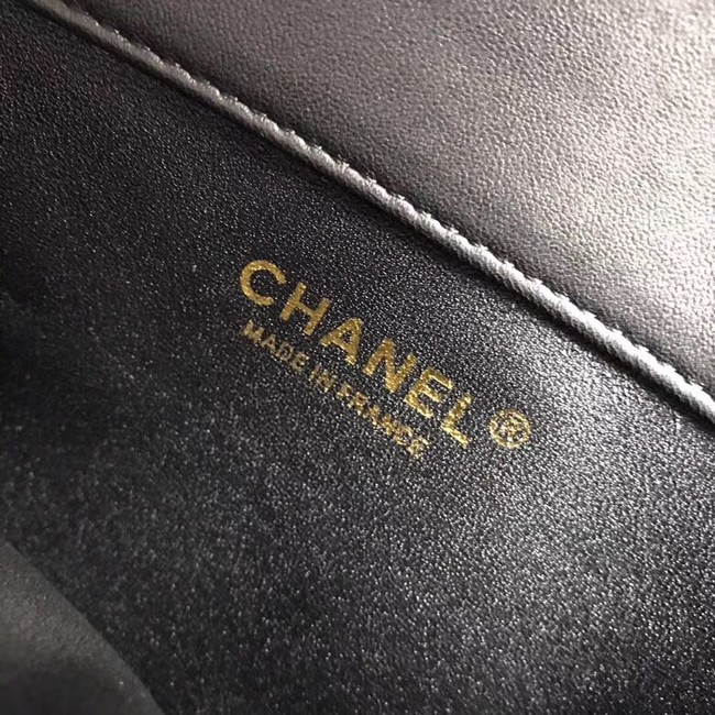 Chanel Flap Bag with Top Handle Gold-Tone Metal A57342 black