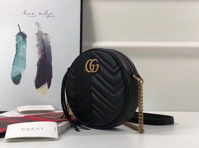 Gucci GG Marmont mini round shoulder bag 550154 black