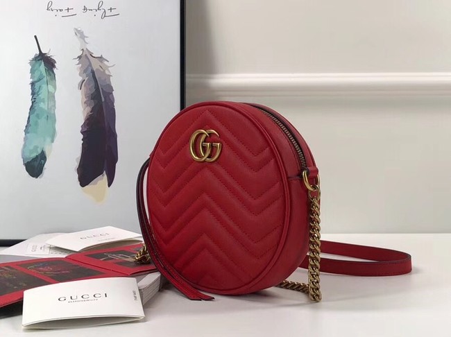 Gucci GG Marmont mini round shoulder bag 550154 red