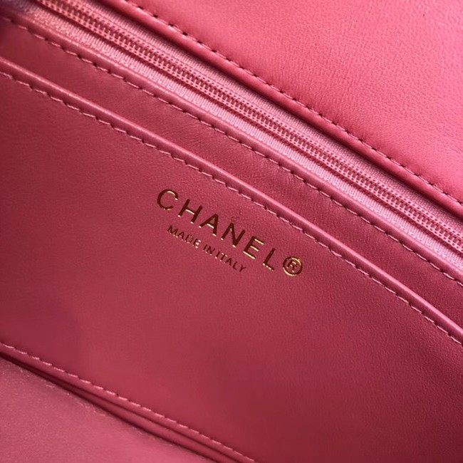 CHANEL Classic Handbag Lambskin Gold-Tone & Ruthenium-Finish Metal A01116 red