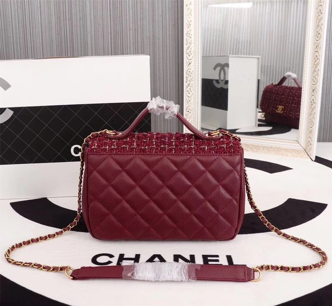 Chanel Calfskin Leather tote Bag 85583 Burgundy