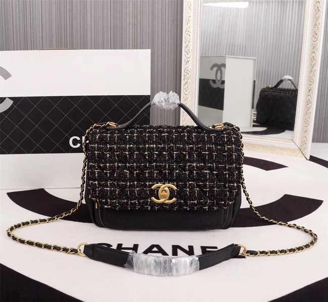 Chanel Calfskin Leather tote Bag 85583 black