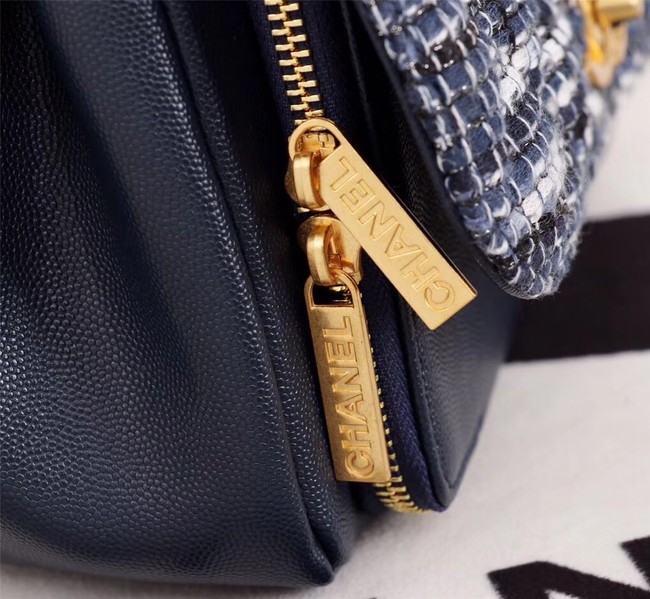 Chanel Calfskin Leather tote Bag 85583 blue